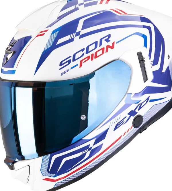Scorpion EXO-530 AIR Slope White/Blue/Red> Integraalhelmen|Helmen Met Zonnevizier