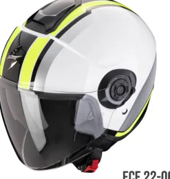 Scorpion EXO-CITY II Vel White/Neon Yellow>DAMES Jethelmen|Dames Scooterhelmen