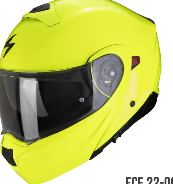 Scorpion EXO-930 EVO Solid Neon yellow> Systeemhelmen|Helmen Met Zonnevizier