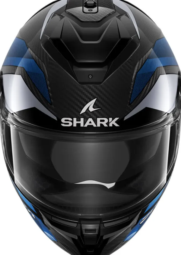 Shark Spartan GT Pro Ritmo Carbon Blue Chrome DBU> Helmen Met Zonnevizier|Race Helmen