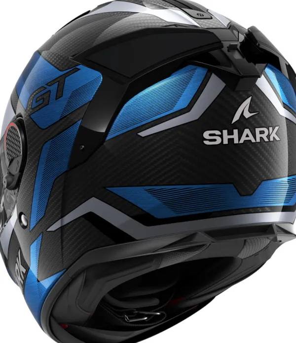 Shark Spartan GT Pro Ritmo Carbon Blue Chrome DBU> Helmen Met Zonnevizier|Race Helmen