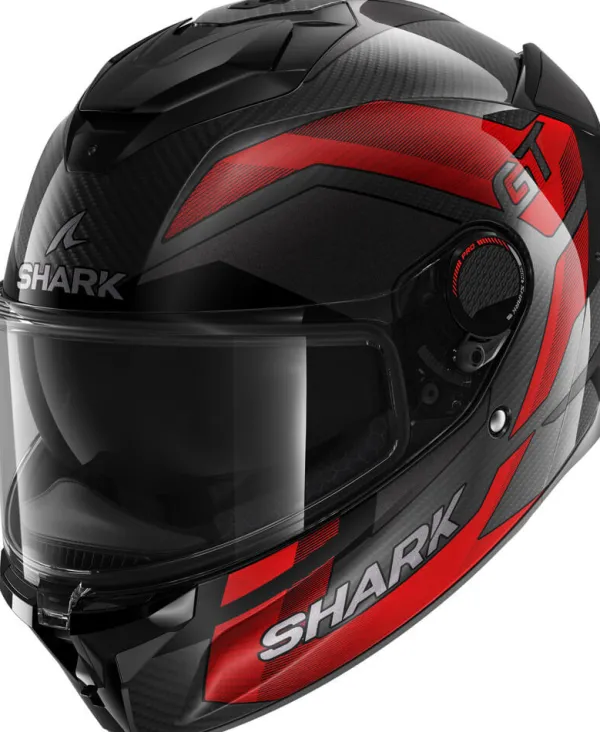 Shark Spartan GT Pro Ritmo Carbon Red Chrome DRU> Helmen Met Zonnevizier|Race Helmen