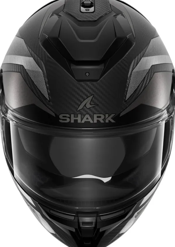 Shark Spartan GT Pro Ritmo Carbon Mat Silver Chrome DSU> Helmen Met Zonnevizier|Race Helmen