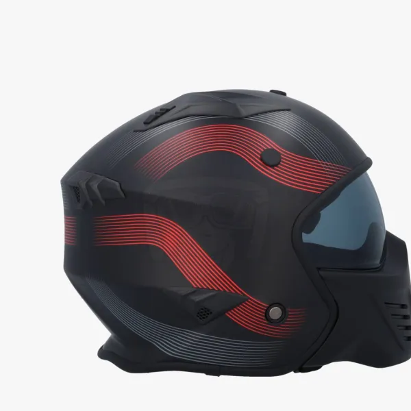 VITO Bruzano Matt Black/Red> Jethelmen|Helmen Met Zonnevizier