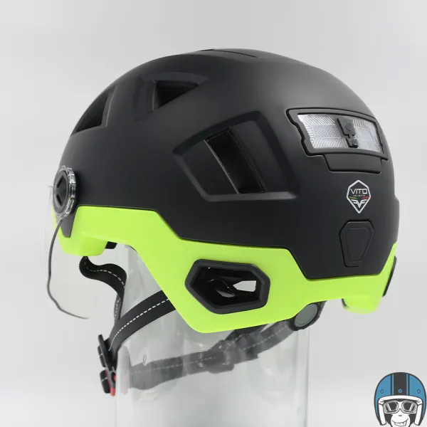 VITO E-Light + Vizier Matt Black/Fluo> Fietshelmen