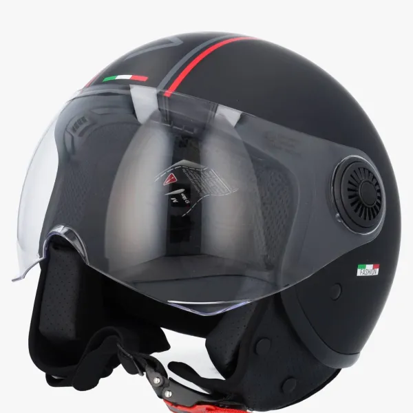 VITO Jet Loreto Fashion Mat Zwart>DAMES Vespa Helmen|Jethelmen