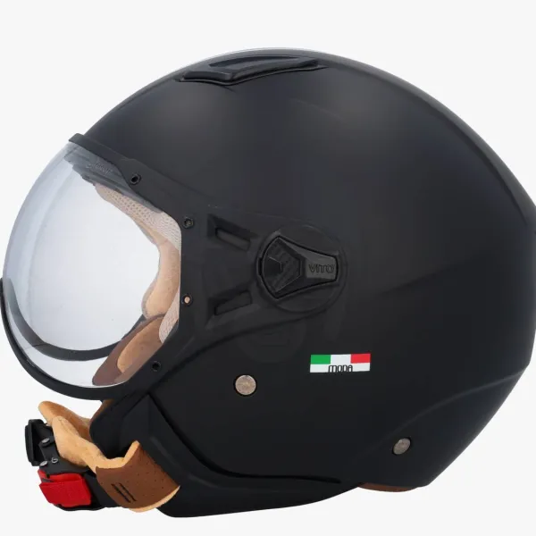 VITO Jet Moda Mat Zwart>DAMES Vespa Helmen|Jethelmen
