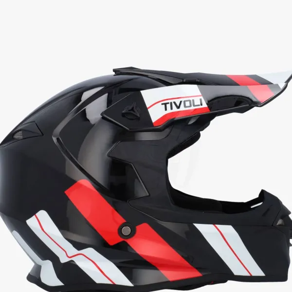VITO Tivoli Mat Zwart/Rood/Wit> Crosshelmen