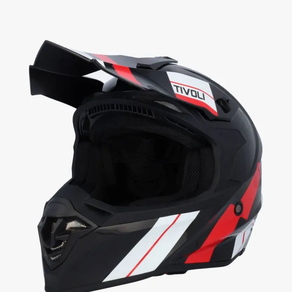 VITO Tivoli Mat Zwart/Rood/Wit> Crosshelmen