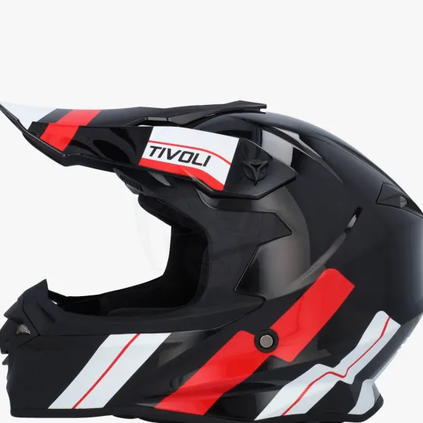 VITO Tivoli Mat Zwart/Rood/Wit> Crosshelmen